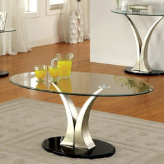 Furniture of America Aman Contemporary Glass Top Coffee Table IDF-4727C