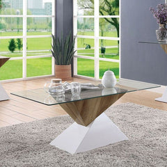 Furniture of America Klyte White Glass Top Coffee Table IDF-4746C