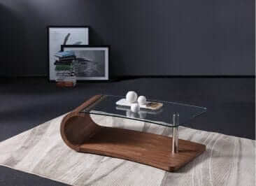 J&M Furniture Grace Walnut Glass Coffee Table 17427