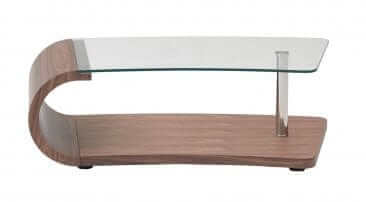 J&M Furniture Grace Walnut Glass Coffee Table 17427