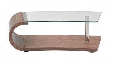 J&M Furniture Grace Walnut Glass Coffee Table 17427