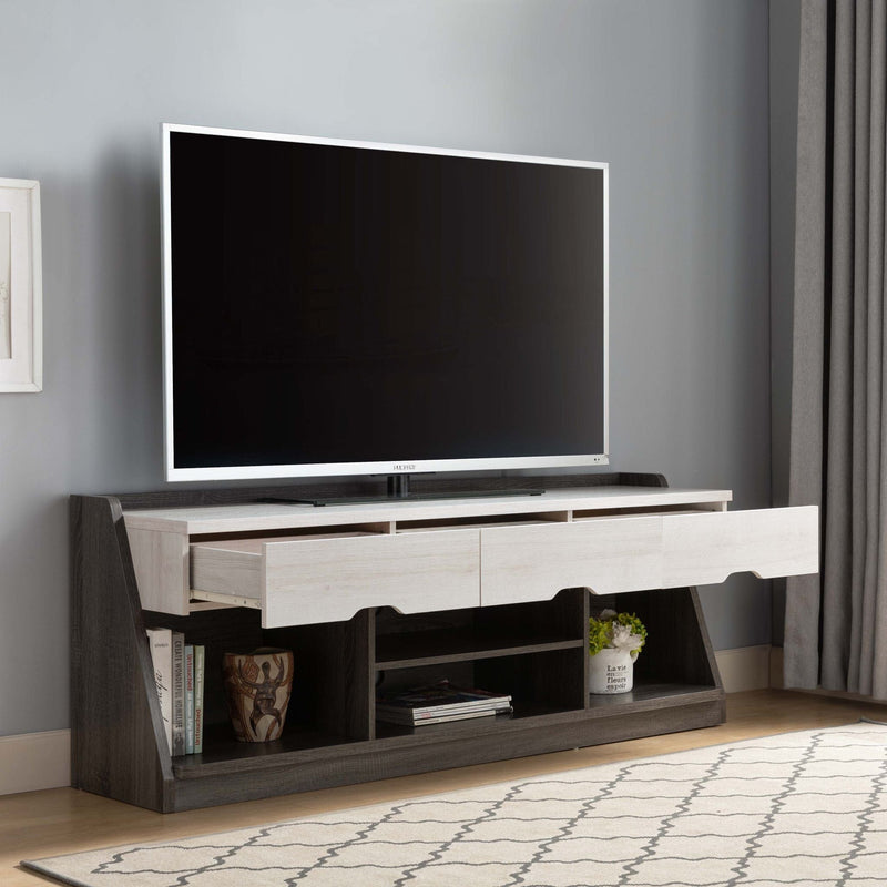 ID USA White Oak & Distressed Grey 4-Shelf TV Stand 212870