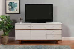 Alpine Furniture Dakota White TV Console with Acorn Accents 1974-10