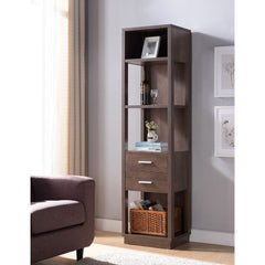 ID USA Walnut Oak 4-Shelves Media Tower 182343P