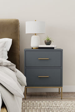 Alpine Furniture Madelyn Slate Gray Two Drawer Nightstand 2010G-02