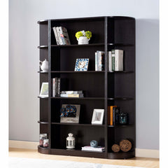 ID USA Red Cocoa 5-Shelves Corner Bookcase 111-5C