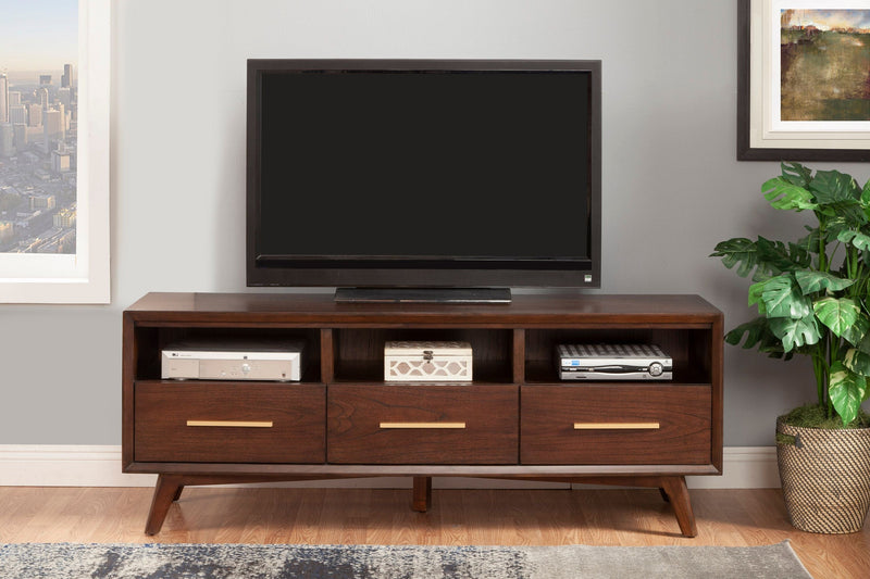 Alpine Furniture Gramercy Walnut 3 Shelves TV Console 1978-10