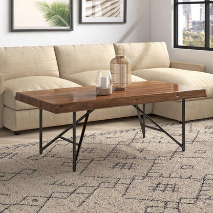 Alpine Furniture Live Edge Light Walnut Coffee/Cocktail Table 1968-61