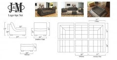 J&M Furniture 6 PC Grey Modular Lego Sectional Sofa Set 176651