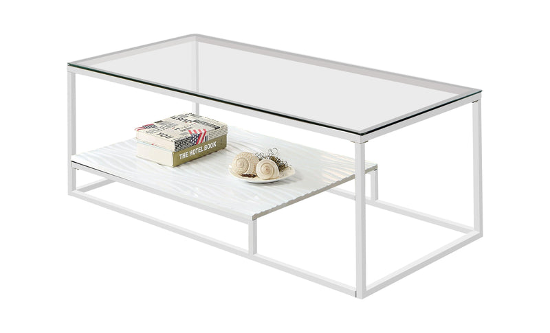 Furniture of America White Aldea Glass Top Coffee Table IDF-4231WH-C