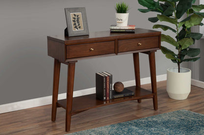 Alpine Furniture Flynn Walnut 2 Drawer Console Table 966WAL-63