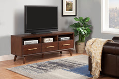 Alpine Furniture Gramercy Walnut 3 Shelves TV Console 1978-10