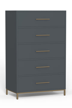 Alpine Furniture Madelyn Five Drawer Chest, Slate Gray 2010G-05