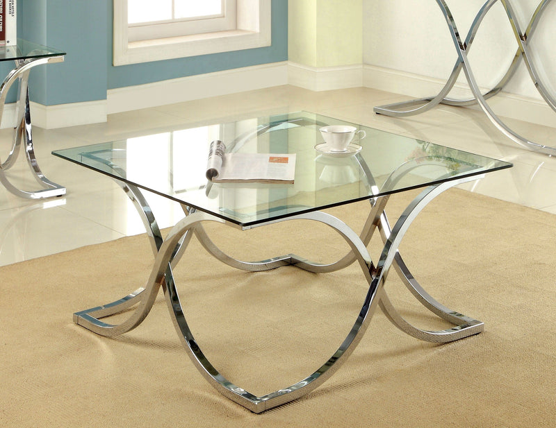 Furniture of America Maxton Contemporary Glass Top Coffee Table IDF-4233C