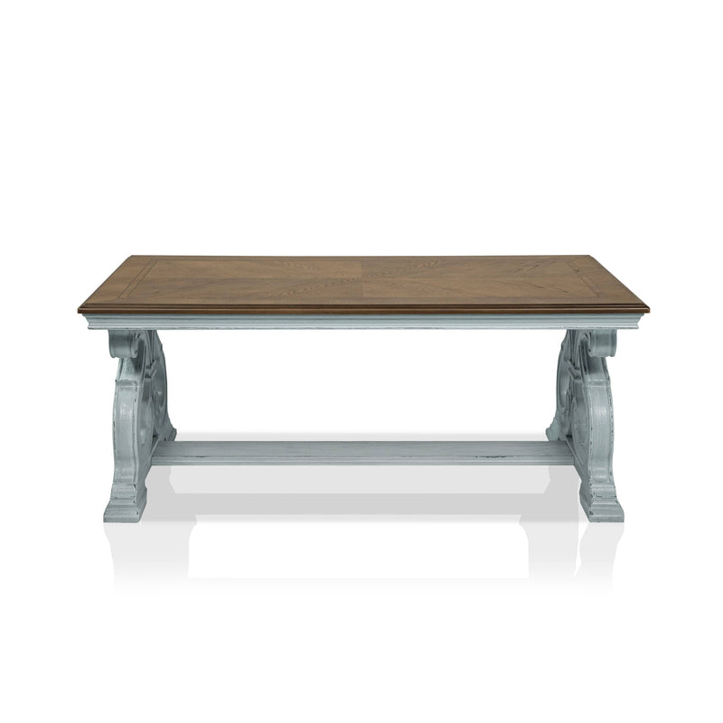 Furniture of America Oak Antique Blue Adelman Coffee Table IDF-4663BL-C